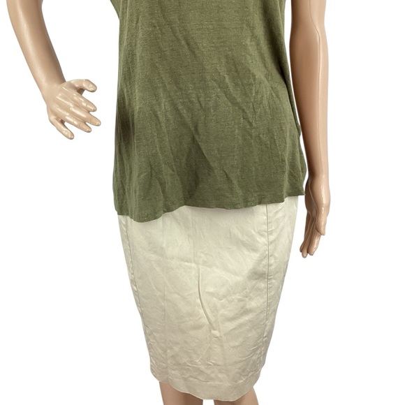 Eileen Fisher Organic Linen V-Neck Green Short Sleeve Tee XS - Picture 3 of 7